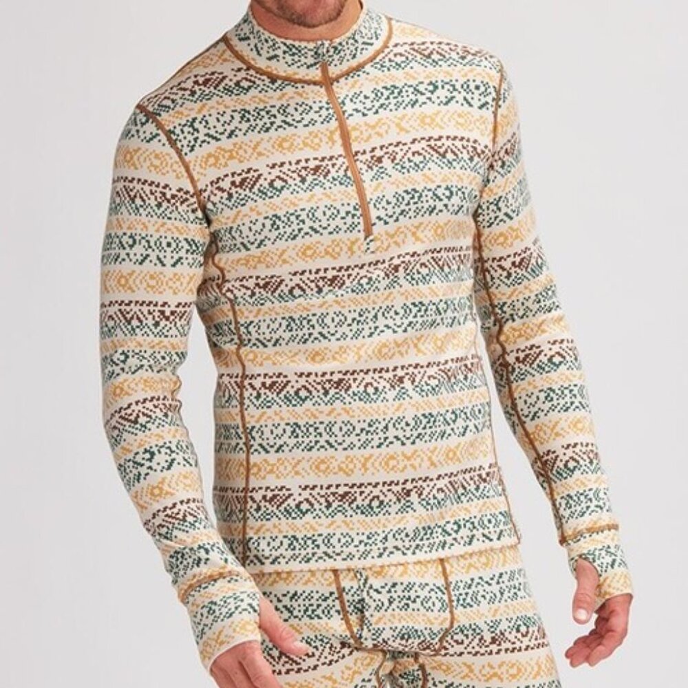 Backcountry Merino 1/4 Zip Base Layer Mens XXL Spruces AOP Warm Long Sleeve